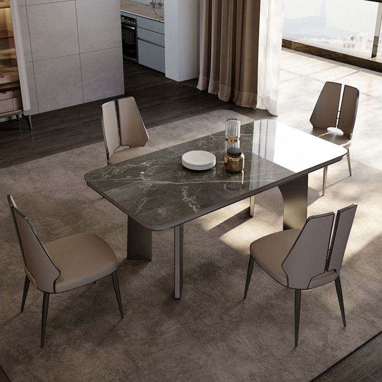 Glamstil Seitenstuhl Leder Metall Basis Esszimmer für Esszimmer