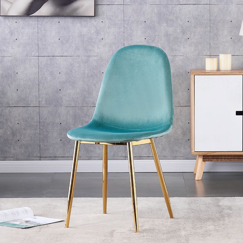 Indoor Armless Dining Chairs Velvet Solid Back Side Chairs with Metal Legs Clearhalo ' kitchen&dining_furn' 'Dining Chairs' 'Dining Tables & Seating' 'dining_chair' 'furn' 'furn_dining_chair' 'Furniture' 'furniture_dining_chair' 'Kitchen & Dining Furniture' 'kitchen' 1200x1200_5ea6bdb5-7078-4a46-918c-909fda7a3466