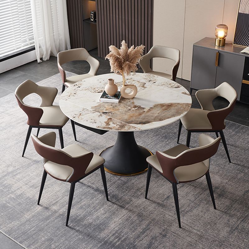 Luxury Sintered Stone Dining Table Round Table with Black Metal Base Clearhalo ' dining_table' 'Dining Tables & Seating' 'Dining Tables' 'furn' 'furn_dining_table' 'Furniture' 'furniture_dining_table' 'Kitchen & Dining Furniture' 'kitchen&dining_furn' 'kitchen' 'kitchen_dining_table' 1200x1200_5ea81515-dd5f-496c-9038-97b7dfe7e17d