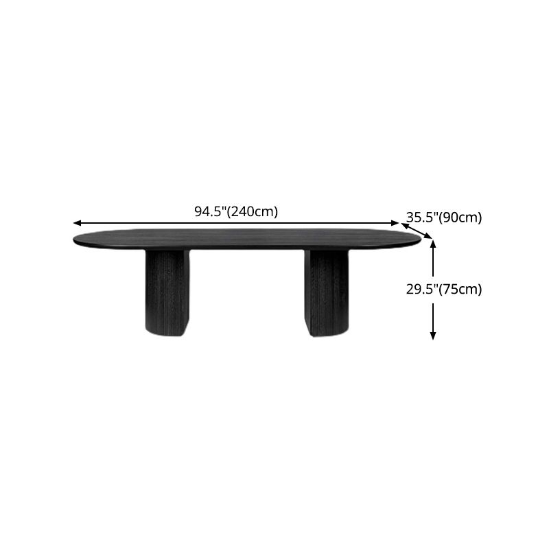 Oval Double Pedestal Modern Table Black Solid Wood Fixed Table Clearhalo ' dining_table' 'Dining Tables & Seating' 'Dining Tables' 'furn' 'furn_dining_table' 'Furniture' 'furniture_dining_table' 'Kitchen & Dining Furniture' 'kitchen&dining_furn' 'kitchen' 'kitchen_dining_table' 1200x1200_5ea95c54-e730-4db3-a02a-6ea604a3b7e1