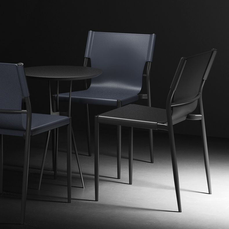 Contemporary Metal Dining Armless Chairs Leather Dining Chairs for Restaurant Clearhalo ' kitchen&dining_furn' 'Dining Chairs' 'Dining Tables & Seating' 'dining_chair' 'furn' 'furn_dining_chair' 'Furniture' 'furniture_dining_chair' 'Kitchen & Dining Furniture' 'kitchen' 1200x1200_5eaa54e1-7feb-41d8-a187-2e24906a3ea2