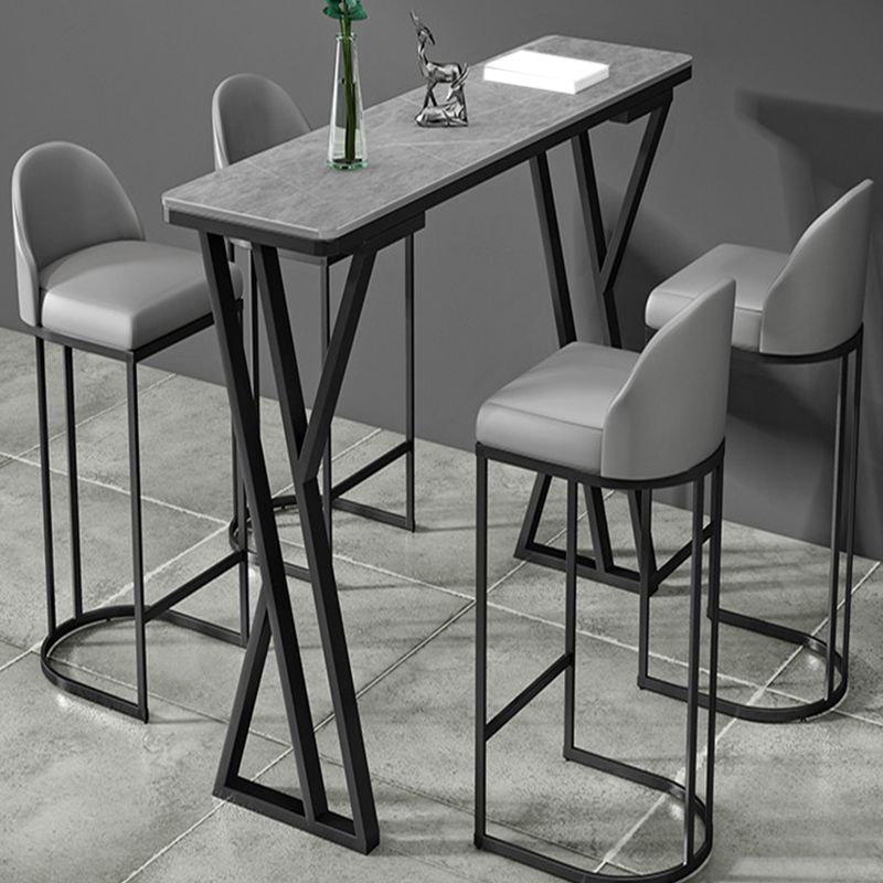 Matte Finish Stone Top Pub Table with Metal Base for Dining Room Clearhalo 'Bar Furniture' 'Bar Tables' 'bar_tables' 'furn' 'furn_bar_tables' 'Furniture' 'Kitchen & Dining Furniture' 1200x1200_5eab6e32-a1f1-4f33-b651-74ca94050215