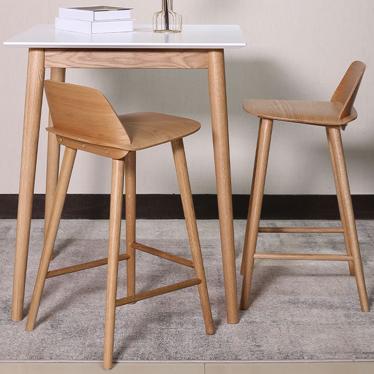 Indoor Oak Solid Wood Bar Stool Modern Armless Low Back Stool
