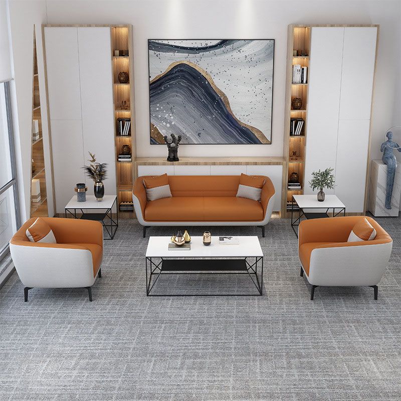 Faux lederen strakke achterbank bank standaard wijd uitlopende armbankbank