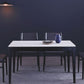 Rectangle 4 Legs Dining Table Mid-Century Modern White Fixed Table of Sintered Stone