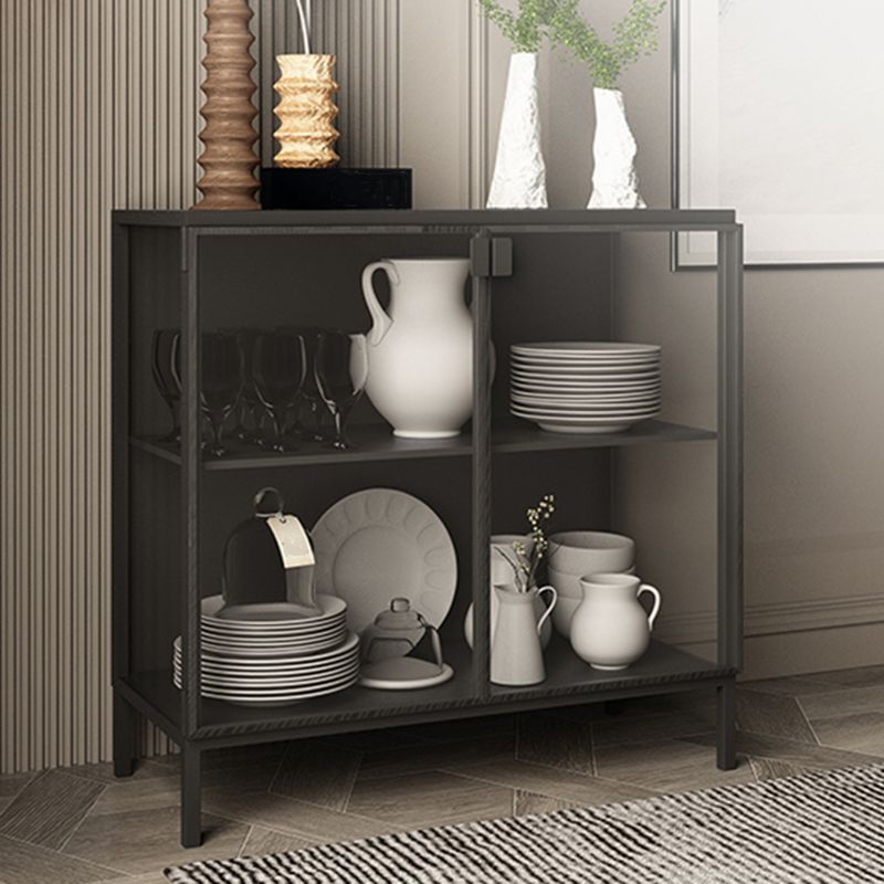 Server di pranzo nero contemporaneo porte in vetro server per finitura metallica