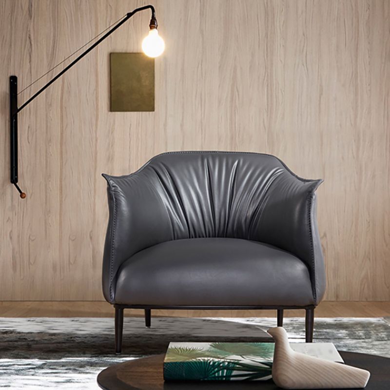 Bonded Leather Arms Included with Black Legs Flared Arms Accent Armchair Clearhalo 'Accent Chairs' 'accent_chairs' 'Chairs & Seating' 'furn' 'furn_accent_chairs' 'Furniture' 'Living Room Furniture' 1200x1200_5eb0b898-c648-4325-ac4c-ff63700b9f6f