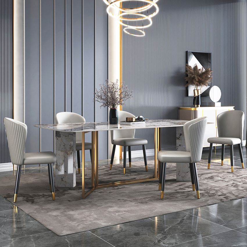 Minimalist Gray Sintered Stone Dining Table Rectangle Standard Dining Table with Sled Base Clearhalo ' dining_table' 'Dining Tables & Seating' 'Dining Tables' 'furn' 'furn_dining_table' 'Furniture' 'furniture_dining_table' 'Kitchen & Dining Furniture' 'kitchen&dining_furn' 'kitchen' 'kitchen_dining_table' 1200x1200_5eb198f9-0f88-42cc-9df8-b63578895ec8