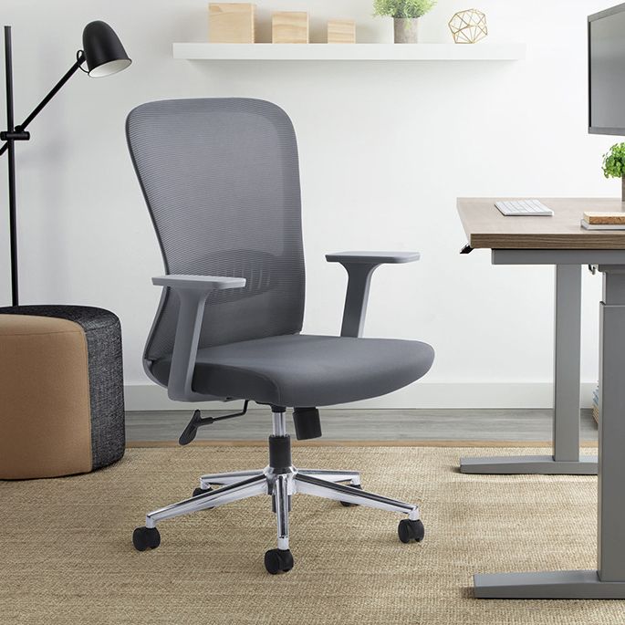 Ergonomic Mesh Desk Chair Modern Style Fixed Arms Chair with Swivel Casters Clearhalo 'furn' 'furn_office_chair' 'Furniture' 'furniture_office_chair' 'Office Chairs' 'Office Furniture' 'office_chair' 1200x1200_5eb1f9f0-cdb2-4e5f-ac33-053e57560e66