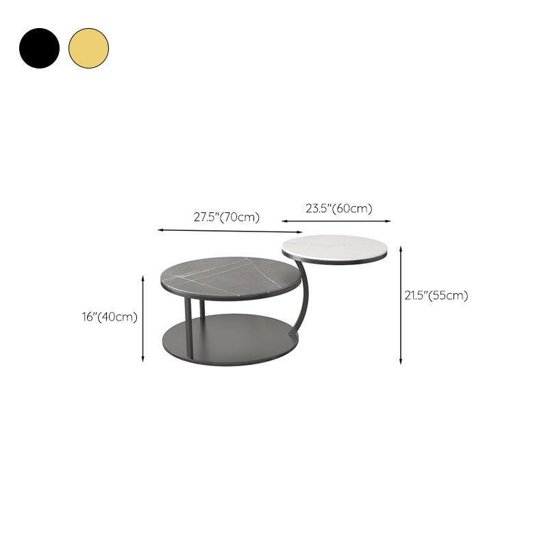 Contemporary Coffee Table Round Stone Top Extendable Coffee Cocktail Table Clearhalo 'Coffee & Accent Tables' 'Coffee Tables' 'coffee_tables' 'furn' 'furn_coffee_tables' 'Furniture' 'Living Room Furniture' 1200x1200_5eb2d9e9-65ce-4e3c-a529-e20b3c758d03