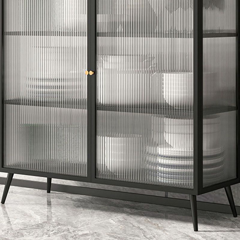 42'' Height Buffet Server Glass 2 Doors Metal Frame Dining Server for Living Room Clearhalo 'buffet_sideboard' 'Buffets & Sideboards' 'furn' 'furn_buffet_sideboard' 'Furniture' 'Kitchen & Dining Furniture' 1200x1200_5eb30141-7e8f-43d3-8aca-26e179f27ba8