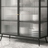 42'' Height Buffet Server Glass 2 Doors Metal Frame Dining Server for Living Room Clearhalo 'buffet_sideboard' 'Buffets & Sideboards' 'furn' 'furn_buffet_sideboard' 'Furniture' 'Kitchen & Dining Furniture' 1200x1200_5eb30141-7e8f-43d3-8aca-26e179f27ba8