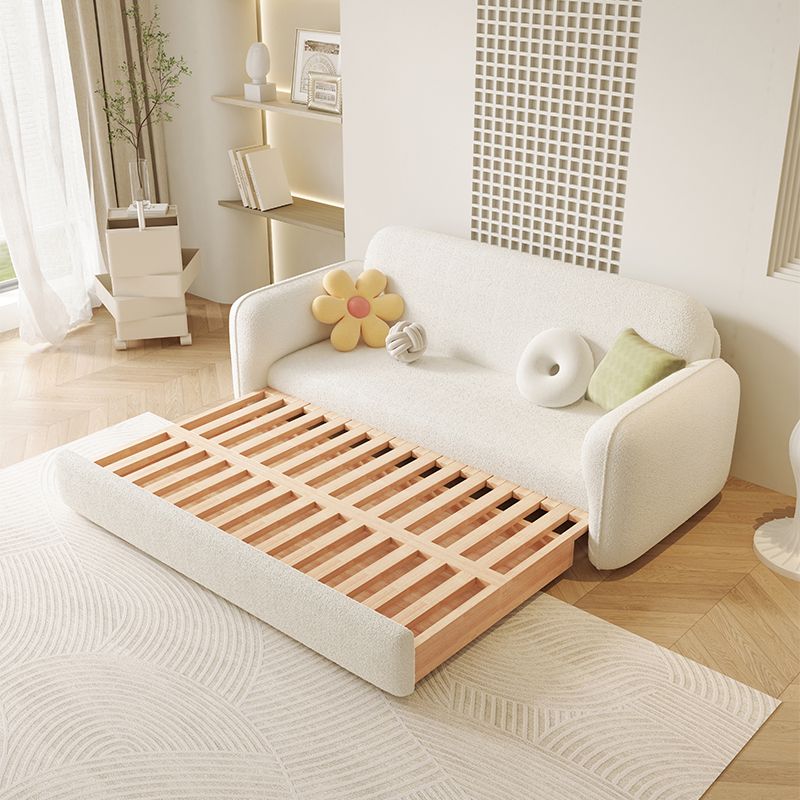 Sleepinavian Sleeper divano tessuto bianco con cuscino di stoccaggio posteriore braccia quadrata