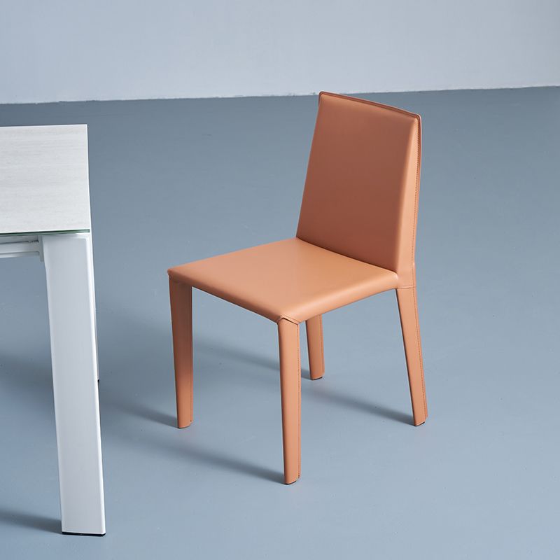 Sedia da pranzo in pelle moderna senza braccio sedie da pranzo in metallo per uso domestico