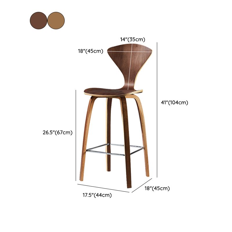 Contemporary Solid Wood Backrest Counter High Stool with 4 Legs Clearhalo 'Bar Furniture' 'Bar Stools' 'bar_stools' 'furn' 'furn_bar_stools' 'Furniture' 'Kitchen & Dining Furniture' 1200x1200_5eb520d5-0feb-4fa1-b044-2e5cae274212