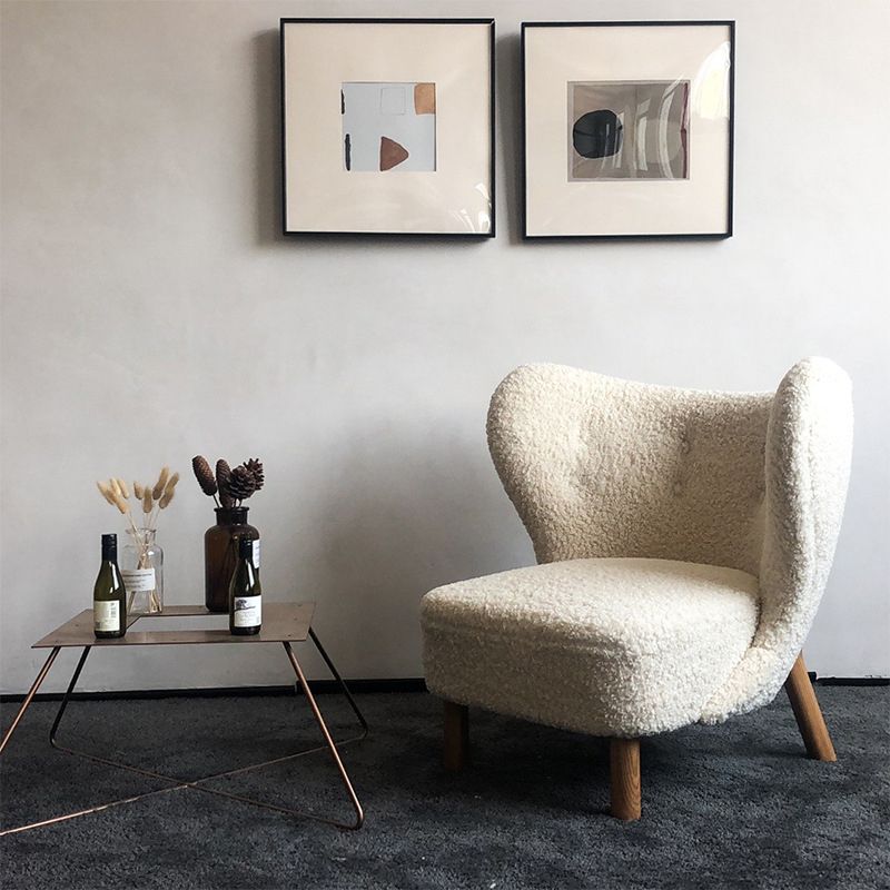 Nordic Armless Pine Basic Four Leg Fixed Back Slipper Accent Chair