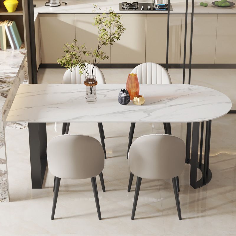 Metal Double Pedestal Dining Table Free Form Modern Dining Table