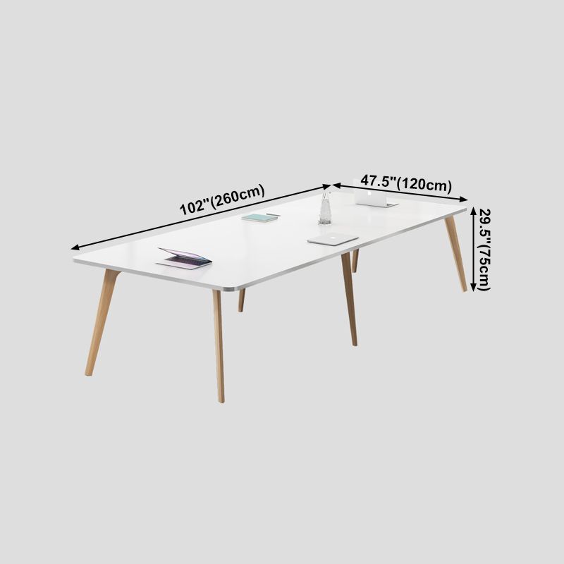 Manufactured Wood Contemporary Rectangle Table White Wood Top Table with 4 Legs Clearhalo ' dining_table' 'Dining Tables & Seating' 'Dining Tables' 'furn' 'furn_dining_table' 'Furniture' 'furniture_dining_table' 'Kitchen & Dining Furniture' 'kitchen&dining_furn' 'kitchen' 'kitchen_dining_table' 1200x1200_5eb9d808-7f60-4276-afc7-315f209bad02