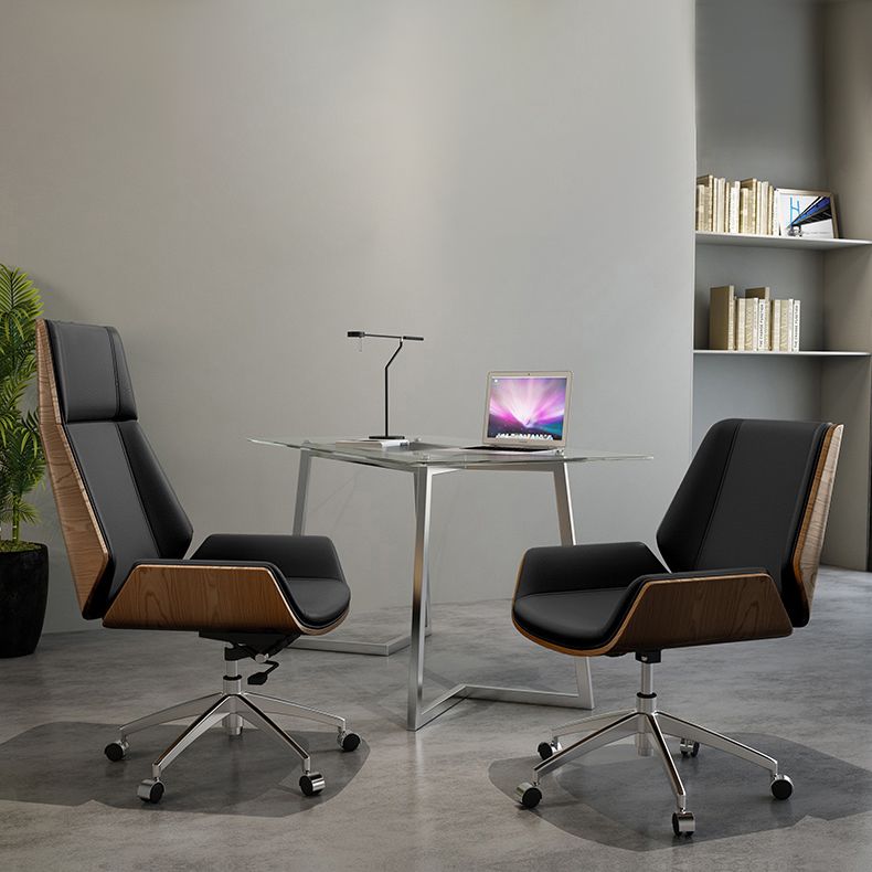Chrome Metal Frame Modern Desk Chair with High Back Armless Executive Office Chair Clearhalo 'furn' 'furn_office_chair' 'Furniture' 'furniture_office_chair' 'Office Chairs' 'Office Furniture' 'office_chair' 1200x1200_5eba27d1-6b26-4d0d-a02a-663b5f19311e