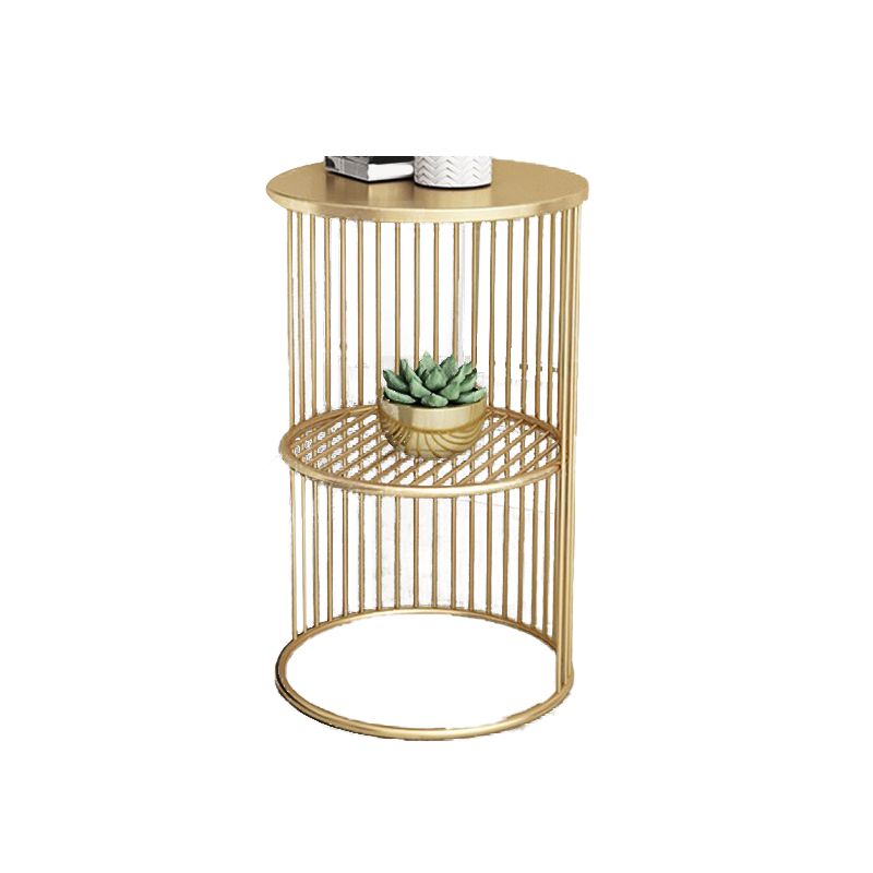 21.65" Tall Mid-century Side End Table Metal Frame Round Sofa Side Accent Table