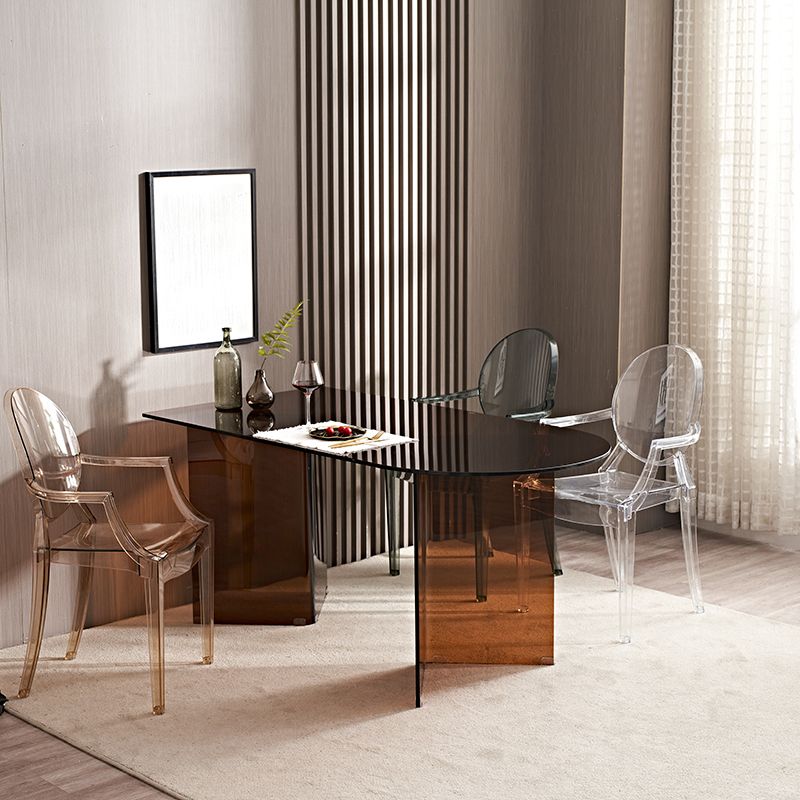 Glass Contemporary Free Form Dining Table Clear Glass Top Table for Dining Room Clearhalo ' dining_table' 'Dining Tables & Seating' 'Dining Tables' 'furn' 'furn_dining_table' 'Furniture' 'furniture_dining_table' 'Kitchen & Dining Furniture' 'kitchen&dining_furn' 'kitchen' 'kitchen_dining_table' 1200x1200_5ebd5e98-afbe-408c-8ca2-293c7994f762