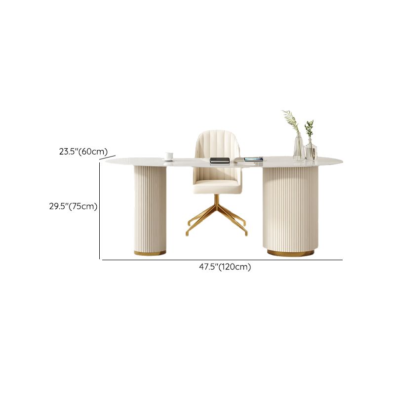 Glam Style Stone Writing Desk 3 Drawers Metal Desk for Office Clearhalo 'furn' 'furn_office_desk' 'Furniture' 'Office Desks' 'Office Furniture' 'office_desk' 1200x1200_5ebe6e24-1719-4b36-af64-b20bde9fd5b3