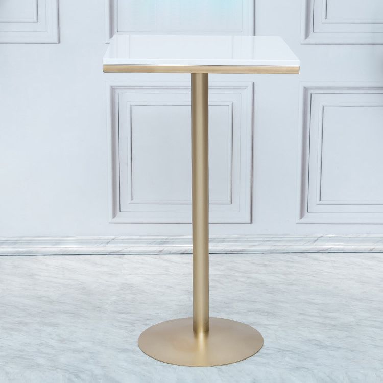 Bartisch aus massivem Holz, Gold- und Metallbasis, Bartisch für Küche, Wohnzimmer, Kaffeezimmer