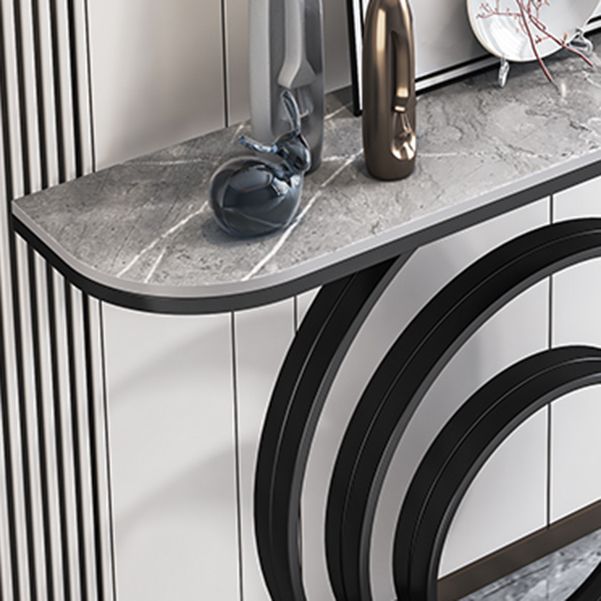 Stone Console Table 31.49" High Metal Frame Half Moon Accent Table Clearhalo 'Console Tables' 'console_tables' 'Entry & Mudroom Furniture' 'furn' 'furn_console_tables' 'Furniture' 1200x1200_5ebeccb7-21b6-4ec7-afd8-f80ee4be180e