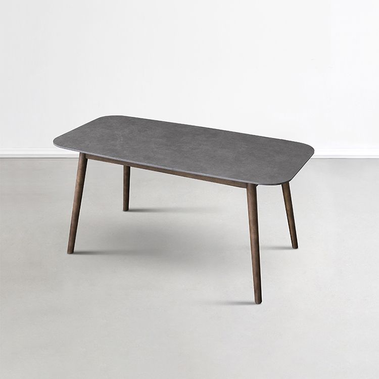 Stone Top Dining Table Mid-Century Modern Dining Table with 4 Brown Legs Clearhalo 'Dining Tables & Seating' 'Dining Tables' 'dining_table' 'Furniture' 'furniture_dining_table' 'Kitchen & Dining Furniture' 'kitchen' 'kitchen_dining_table' 1200x1200_5ebf0414-1147-484e-b348-c130b1d9664d