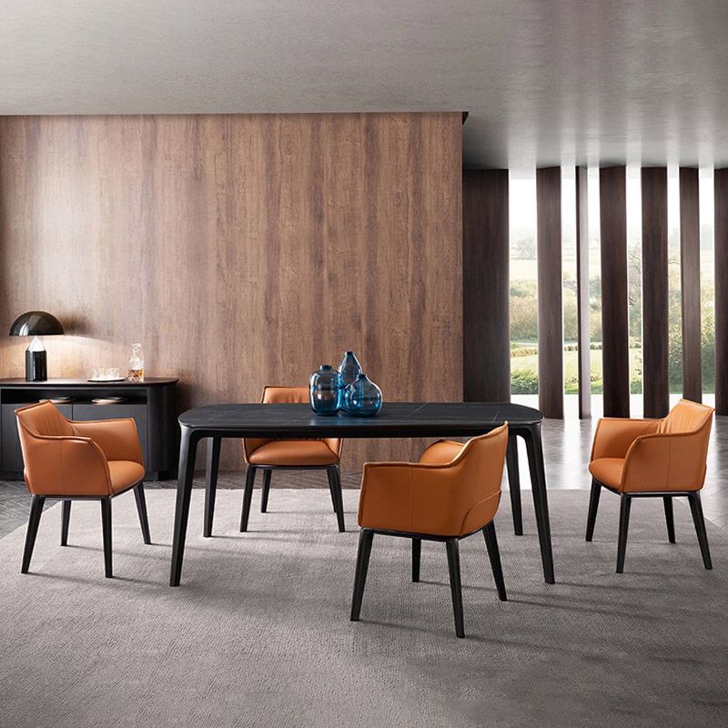 Moderne stijl armstoel faux lederen stevige achterste eetkamerstoel voor binnen