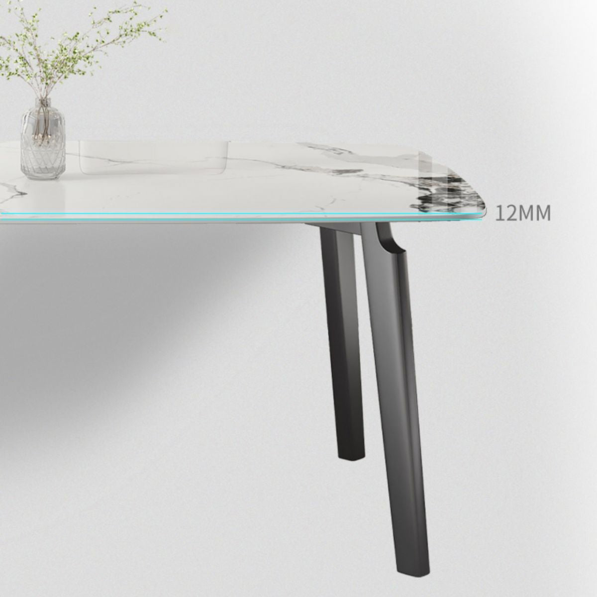White Modern Rectangular Stone Dining Table with Stainless Steel Base Clearhalo 'Dining Tables & Seating' 'Dining Tables' 'dining_table' 'furn' 'furn_dining_table' 'Furniture' 'Kitchen & Dining Furniture' 1200x1200_5ec13d5d-a4f1-4e19-a677-6627c69ecb85
