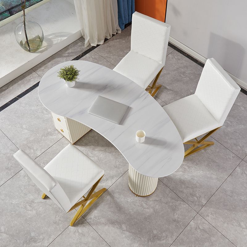 Bureau d'écriture en pierre de style glamour avec 3 tiroirs