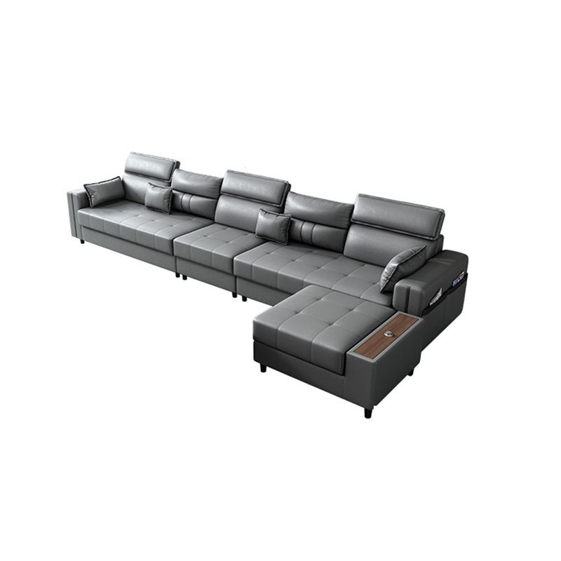 Square Arm Grey Cushion Back Contemporary Storage Adjustable Living Room Sofa Clearhalo 'Furniture' 'furniture_sectionals' 'kitchen' 'kitchen_sectionals' 'Living Room Furniture' 'Sectionals' 1200x1200_5ec4533b-5231-4e6b-b879-fc41fb75ad76