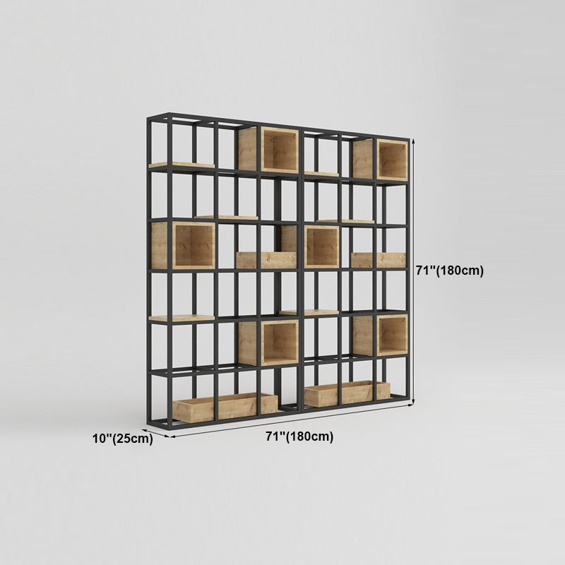 Modern Open Etagere Bookshelf with Black Iron Frame Pine Wood Shelf Clearhalo 'Bookcases' 'Furniture' 'furniture_bookcases' 'kitchen' 'kitchen_bookcases' 'Living Room Furniture' 'Office Furniture' 1200x1200_5ec47562-de81-4bbc-9987-0bd971bf8201