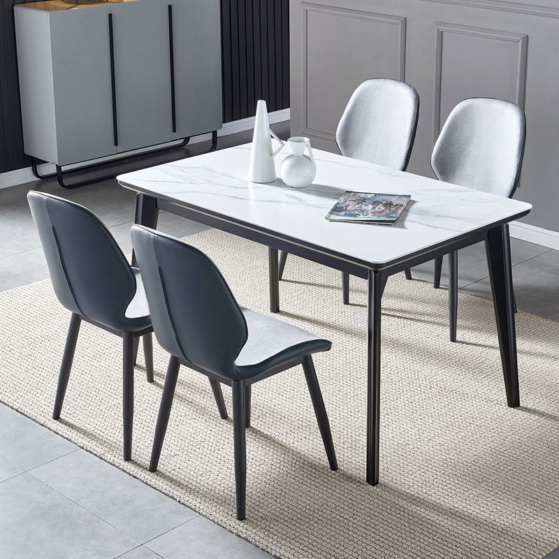 Fixed Sintered Stone Top Kitchen Table Set with 4 Legs Base Dining Furniture for Home Clearhalo 'Dining Room Sets' 'Dining Tables & Seating' 'dining_room_set' 'furn' 'furn_dining_room_set' 'Furniture' 'furniture_dining_room_set' 'Kitchen & Dining Furniture' 'kitchen&dining_furn' 'kitchen' 1200x1200_5ec531f0-3e94-4aa4-8f45-59cca4d95015