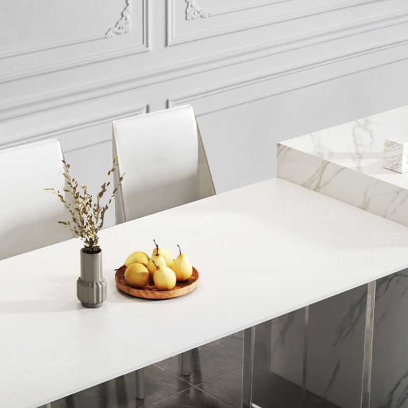 Rectangle Double Pedestal Table Modern Dining Table Acrylic Base Table for Home