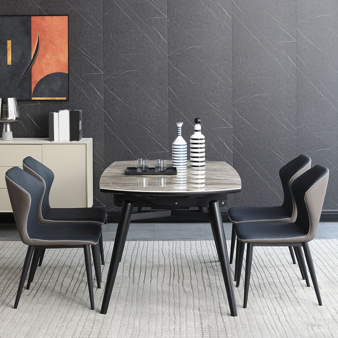 Modern Gray Sintered Stone Dining Table Set 1/4/5/7 Pieces Dining Set for Home Use Clearhalo 'Dining Room Sets' 'Dining Tables & Seating' 'dining_room_set' 'furn' 'furn_dining_room_set' 'Furniture' 'Kitchen & Dining Furniture' 1200x1200_5ec91236-2cbf-4c71-915a-ece2005caf09