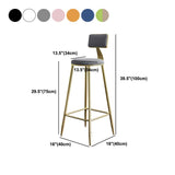 Nordic Armless Backrest Counter Stool Iron Dessert Shop Bar Stool with Velvet Cushion Clearhalo 'Bar Furniture' 'Bar Stools' 'bar_stools' 'furn' 'furn_bar_stools' 'Furniture' 'furniture_bar_stools' 'Kitchen & Dining Furniture' 1200x1200_5ec98228-73eb-4992-a838-2116ebaa388e