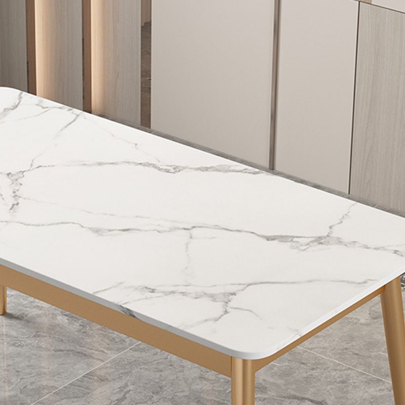 Modern Rectangle Dining Table Sintered Stone Top 4 Iron Legs Dining Room Table Clearhalo 'Dining Tables & Seating' 'Dining Tables' 'dining_table' 'furn' 'furn_dining_table' 'Furniture' 'Kitchen & Dining Furniture' 1200x1200_5ecc418a-4eca-4e8f-a7ed-5ecaaa7feabb