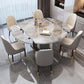 Hochglänzende graue Ess -Set mit weißen Stühlen 1/5/7 Stück Steinkühlung Set für Küche