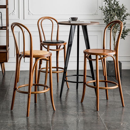 Sgabello con banco in legno massiccio in stile moderno con 4 gambe