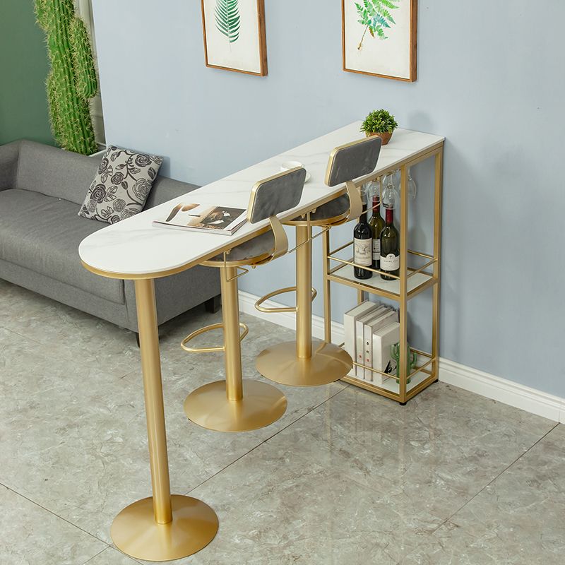 Indoor 1/2/3 Pieces Bar Table Set with Storage Glam Oval Table and Stools