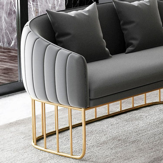 Contemporary Blue/Gray Sofa with Tuxedo Arm and Pillows for Apartment