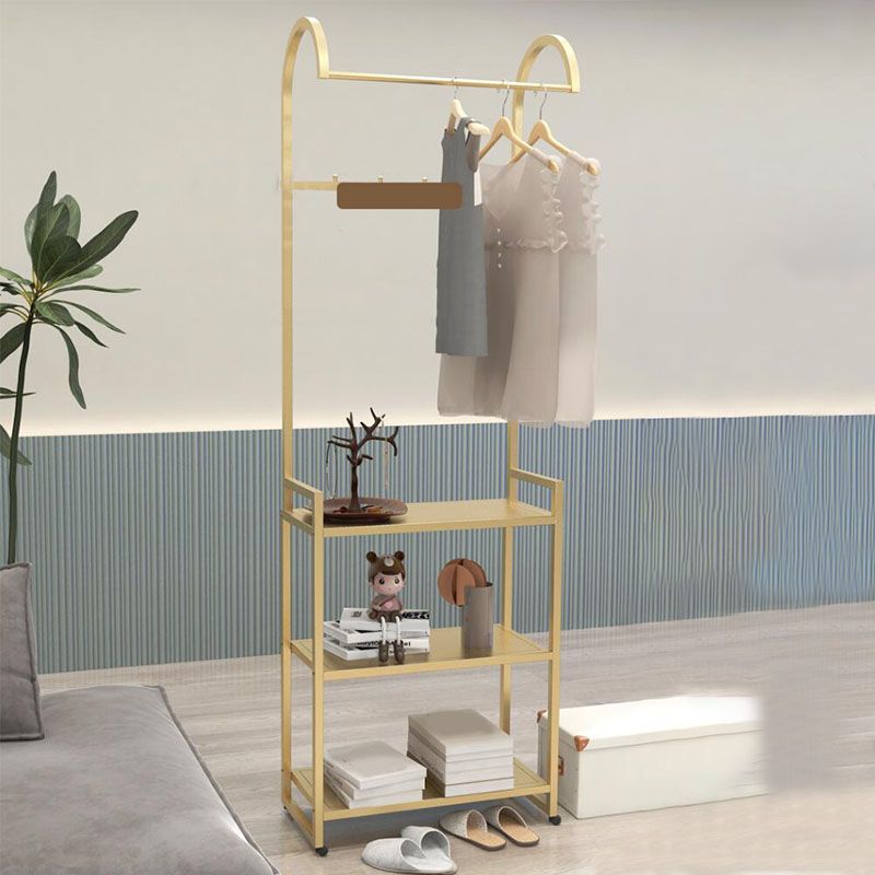 Luxurious Metallic Coat Hanger Free Standing Multicapa Estantes de diseño de la reverencia