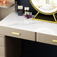 5-Drawer Glam Stone Makeup Dressing Table Stool Set - 51.18" H