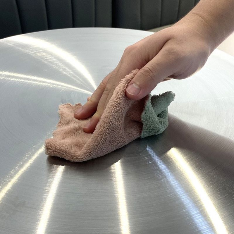 Pedestal Round Silver Coffee Table for Living Room Stainless Steel Cocktail Table