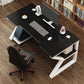 Contemporary Wooden Office Desk Antique Finish Gaming Desk with Metal Legs Clearhalo 'furn' 'furn_office_desk' 'Furniture' 'Office Desks' 'Office Furniture' 'office_desk' 1200x1200_5ed6404a-f172-42d3-9b5c-d53e339f1598