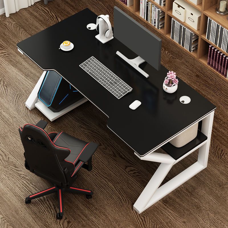 Contemporary Wooden Office Desk Antique Finish Gaming Desk with Metal Legs Clearhalo 'furn' 'furn_office_desk' 'Furniture' 'Office Desks' 'Office Furniture' 'office_desk' 1200x1200_5ed6404a-f172-42d3-9b5c-d53e339f1598