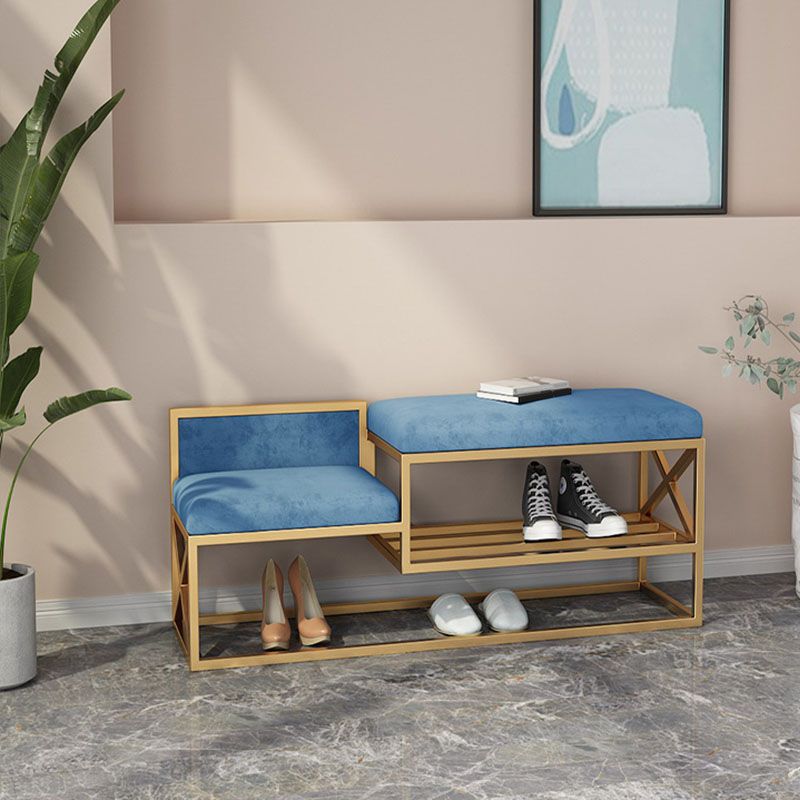 Panchina di ingresso moderna panca in metallo imbottito con deposito per scarpe, 14 "W