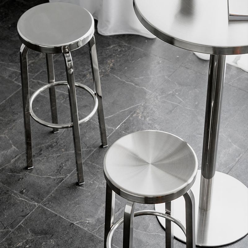 Stainless Steel Backless Glossy Barstool Nordic Brushed Tall Stool, 1 Piece Clearhalo 'Bar Furniture' 'Bar Stools' 'bar_stools' 'furn' 'furn_bar_stools' 'furniture_bar_stools' 'Kitchen & Dining Furniture' 'kitchen&dining_furn' 'kitchen' 'kitchen_furn' Furniture' 1200x1200_5ed85208-20f2-492a-8ed7-e7b40ed51fe5